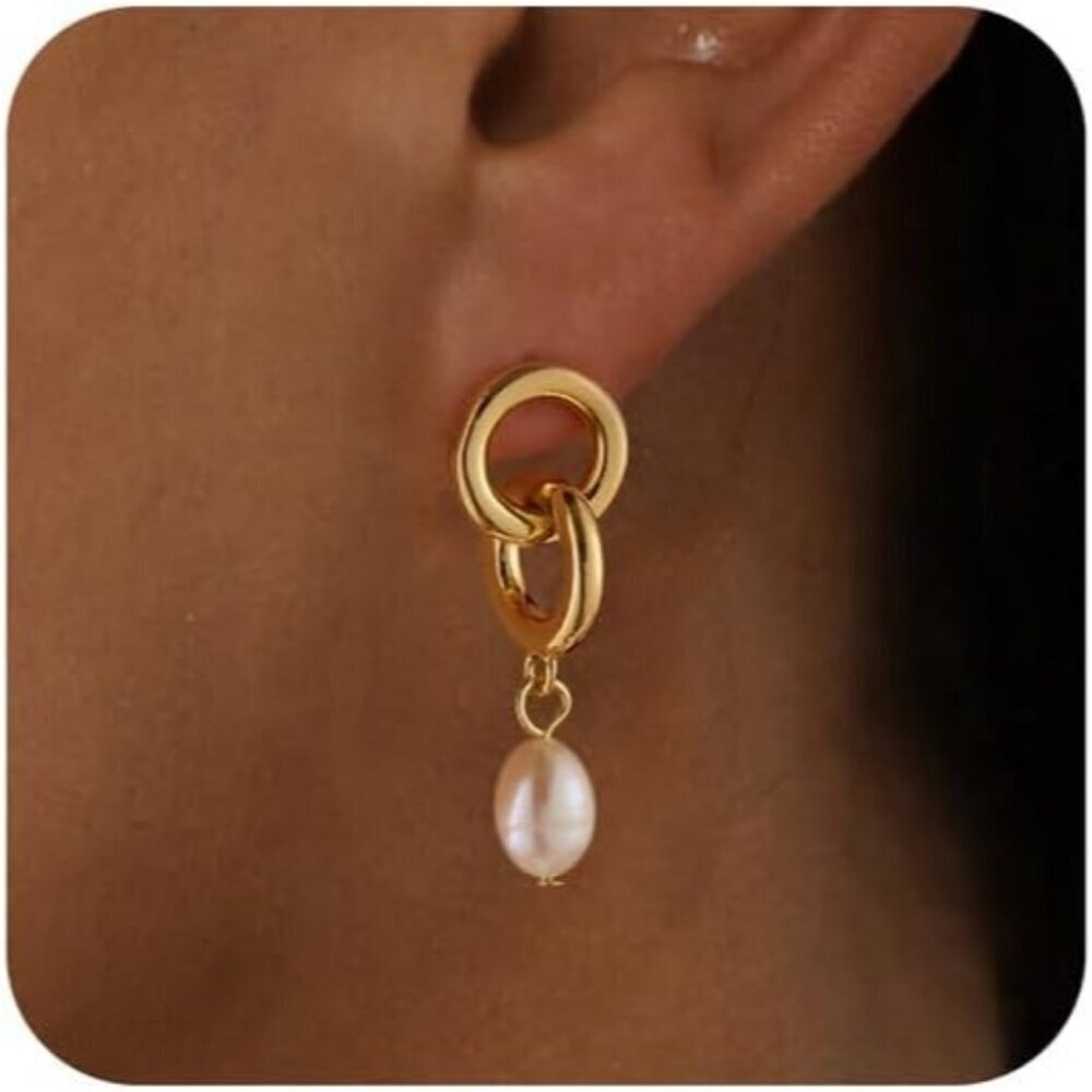 Women's Lightweight Gold Silver Pearl Dangle Earrings Prom Bridal Jewelry